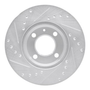 Volkswagen Jetta Brake Rotor (1) - Front Right - R1 Concepts - Drilled & Slotted - Silver - `86-`08